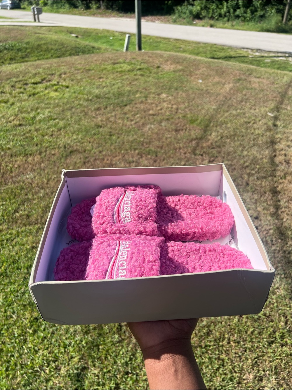 Balenciaga Pink Fur Slides